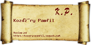 Kozáry Pamfil névjegykártya